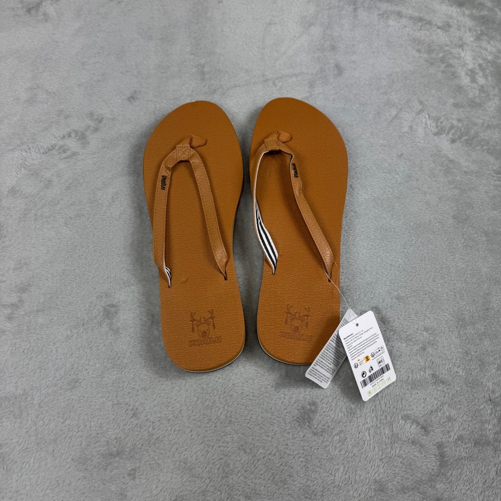 KUAiLU Women's Size 12 Flip Flops Brown Comfort Thong Sandals NWT yoga mat slip